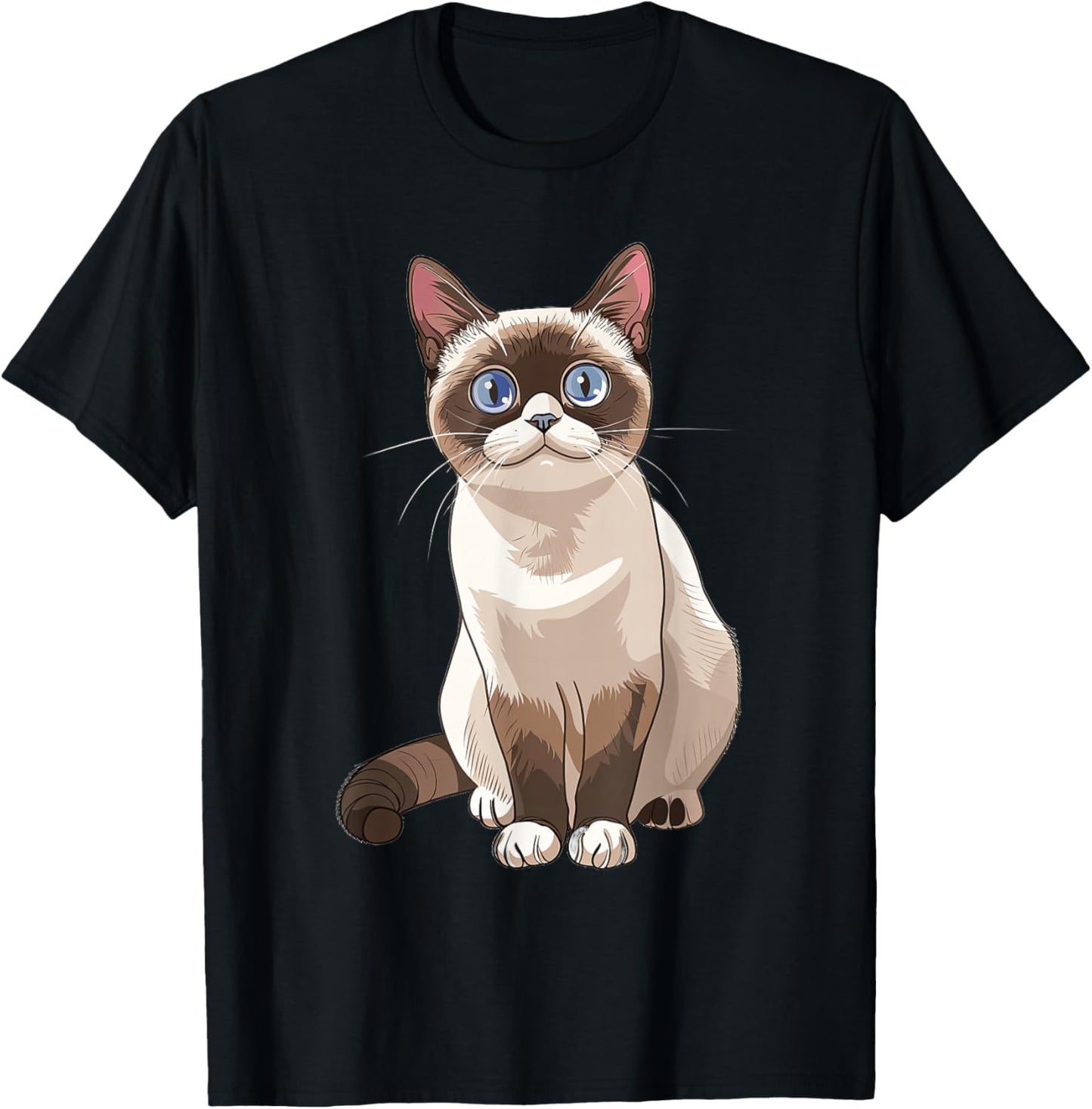 Snowshoe Cat Anime T-Shirt - T-Shirt | Black