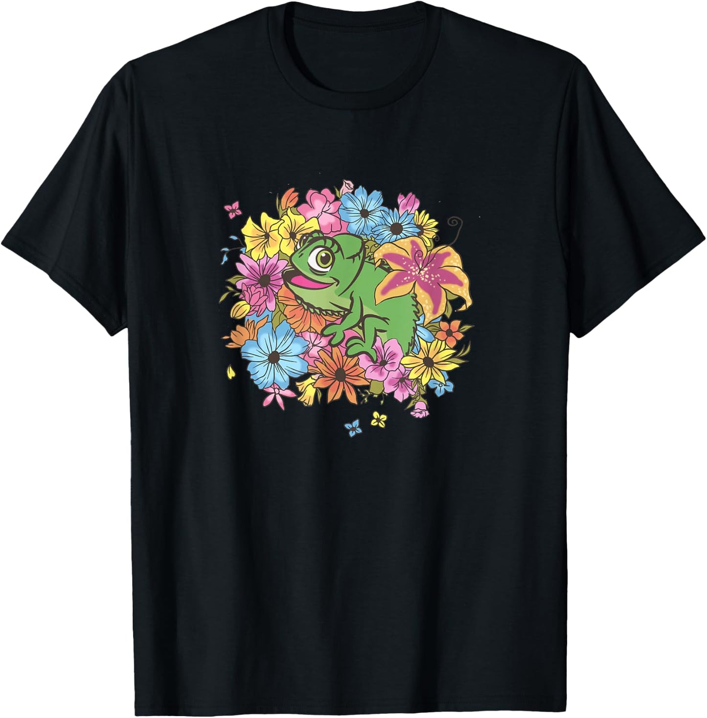 Disney Tangled Floral Pascal Small T-Shirt - T-Shirt | Black