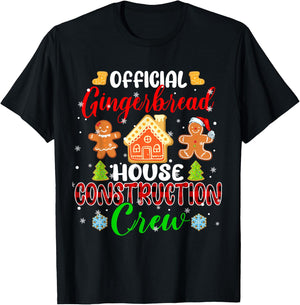 Official Gingerbread House Construction Crew Xmas Red Plaid T-Shirt - T-Shirt | Black