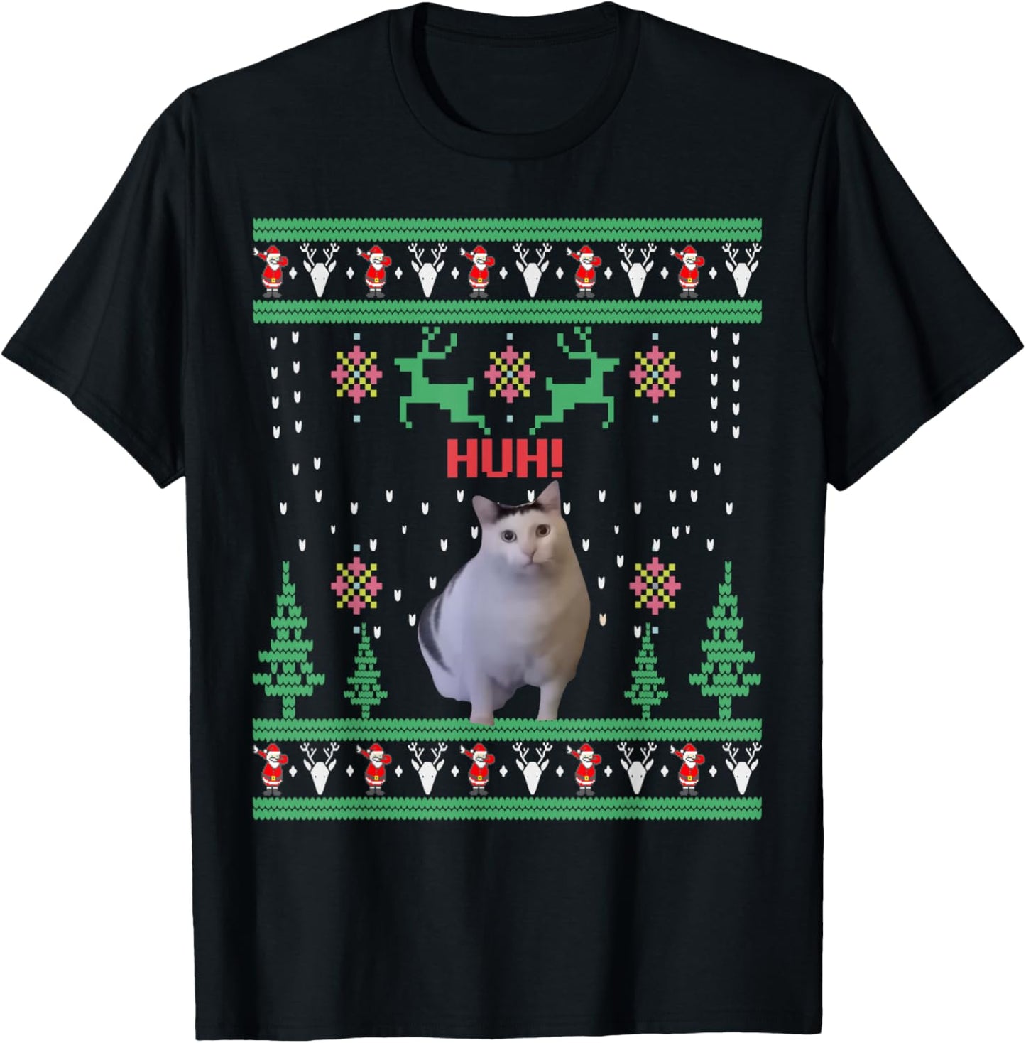 Huh! Cat Meme Popular Internet Meme Cats Family Matching T-Shirt - T-Shirt | Black