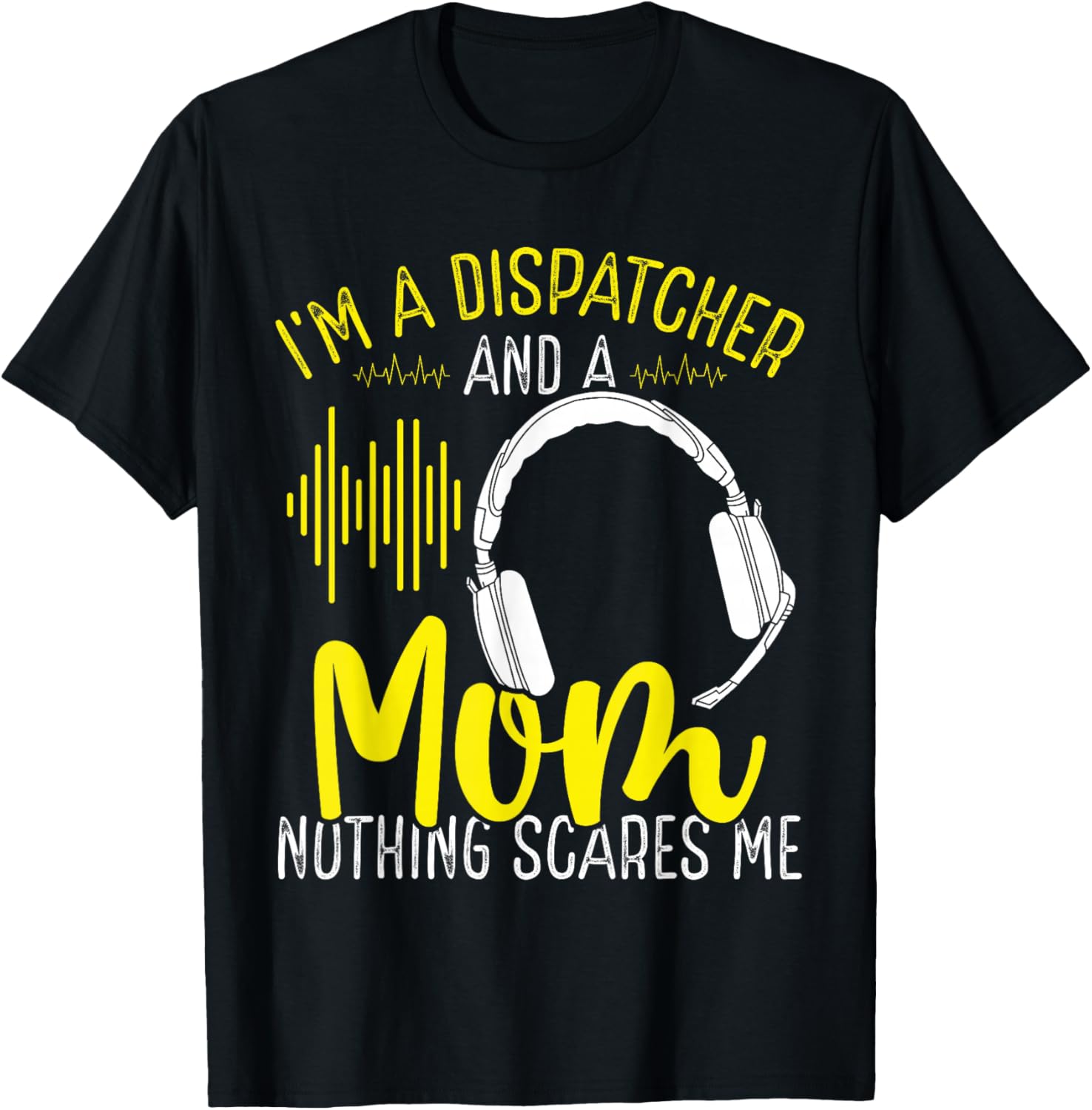911 Dispatch Operator Mothers Day Gold Line Mom Mama T-Shirt - T-Shirt | Black
