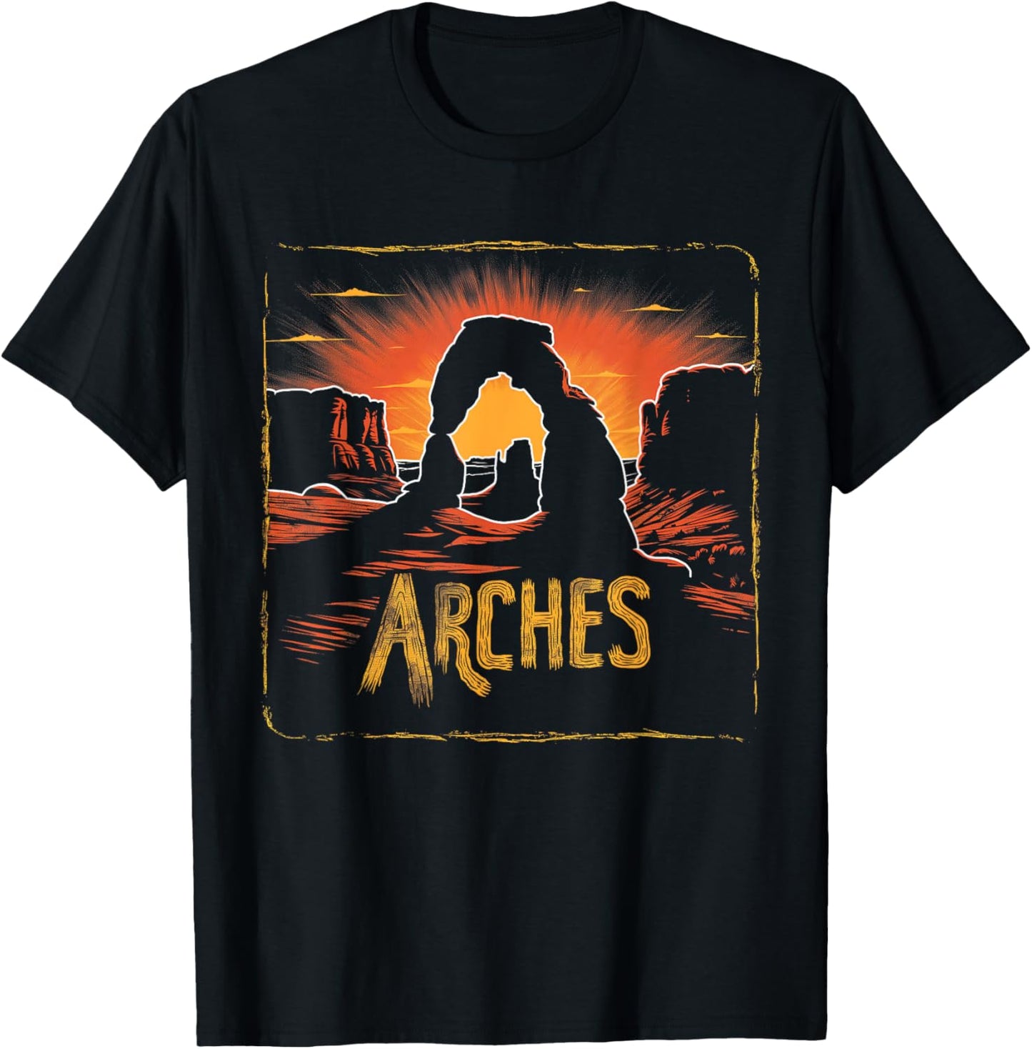 Arches - US National Park Utah Vintage Men Women Kids Retro T-Shirt - T-Shirt | Black