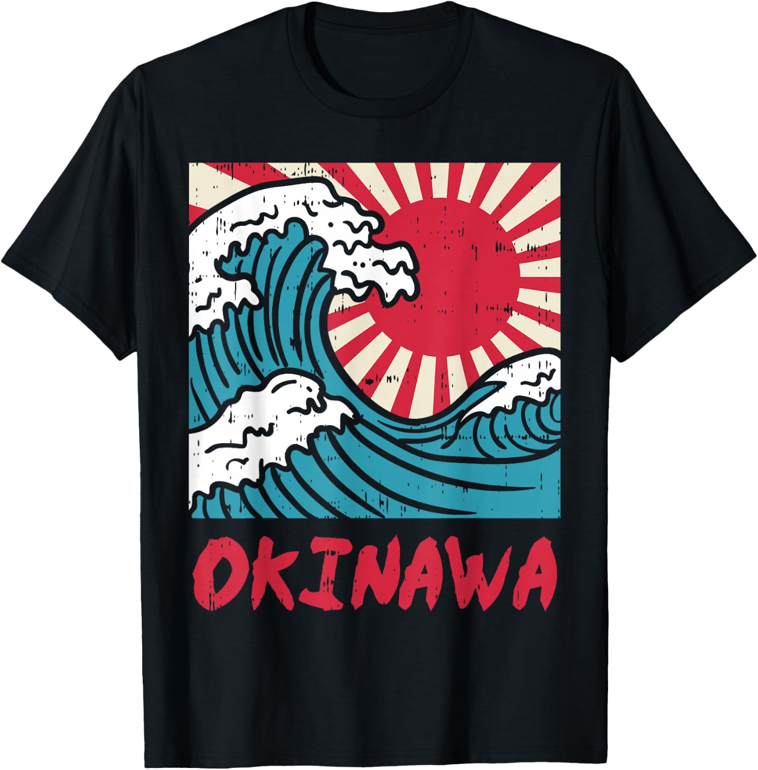 Okinawa Great Wave Kanigawa Japan Japanese Martial Arts Gift T-Shirt - T-Shirt | Black