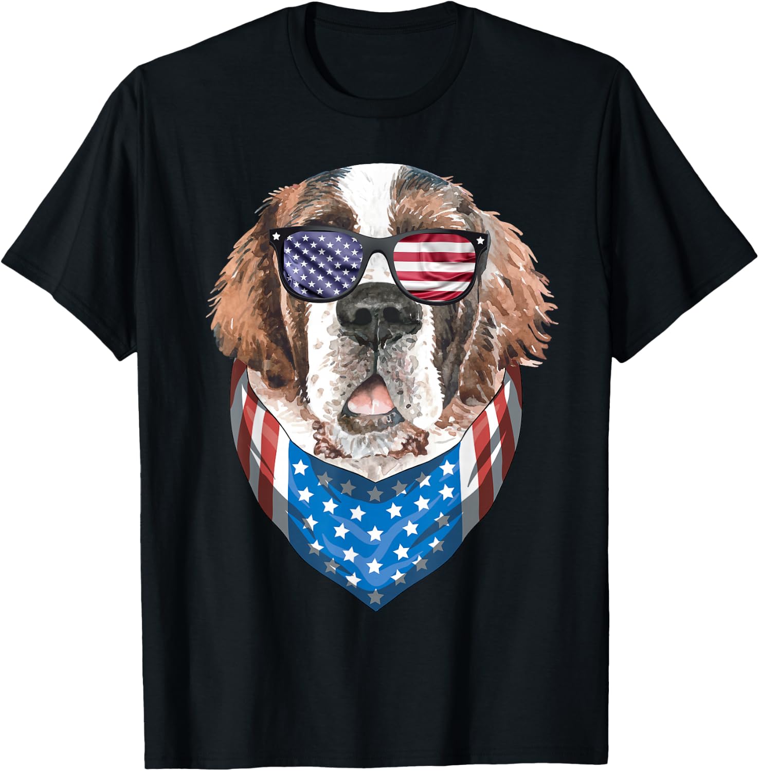 Fourth of July Bernard American Flag July 4th St Bernard Dog Women Girls Kids Men T-Shirt - T-Shirt | Black