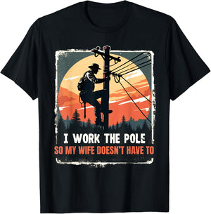 Electricians Lineman Worker Pride Humor Shirts Funny T-Shirt - T-Shirt | Black