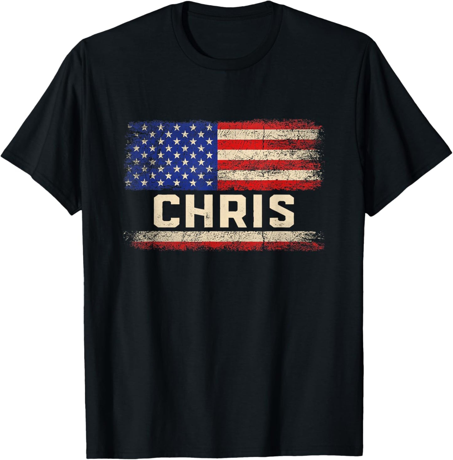 Chris First Name Shirt Chris Name American Flag Kids Men T-Shirt - T-Shirt | Black