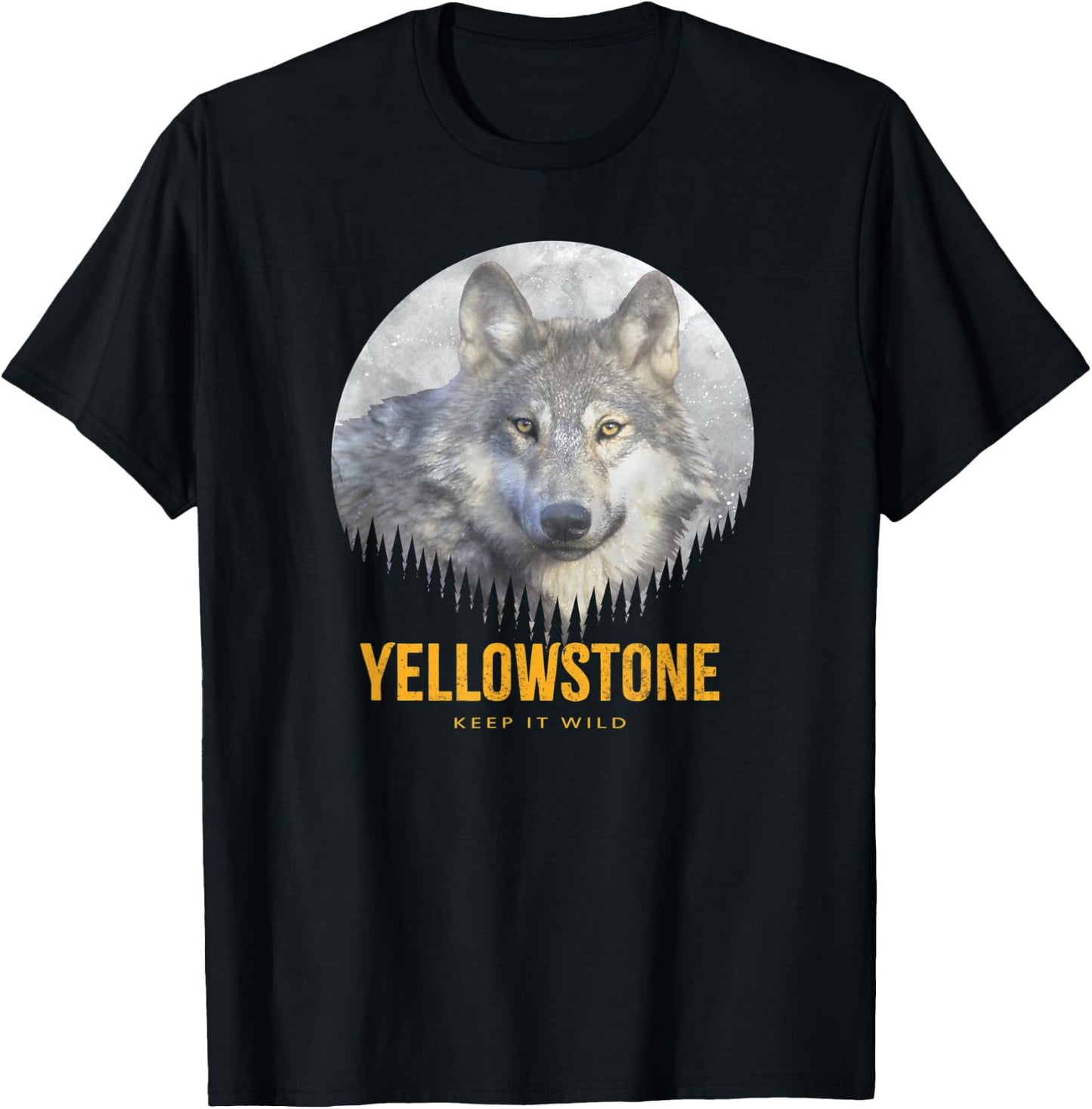 Yellowstone Wild Gray Wolf American Wolf T-Shirt - T-Shirt | Black