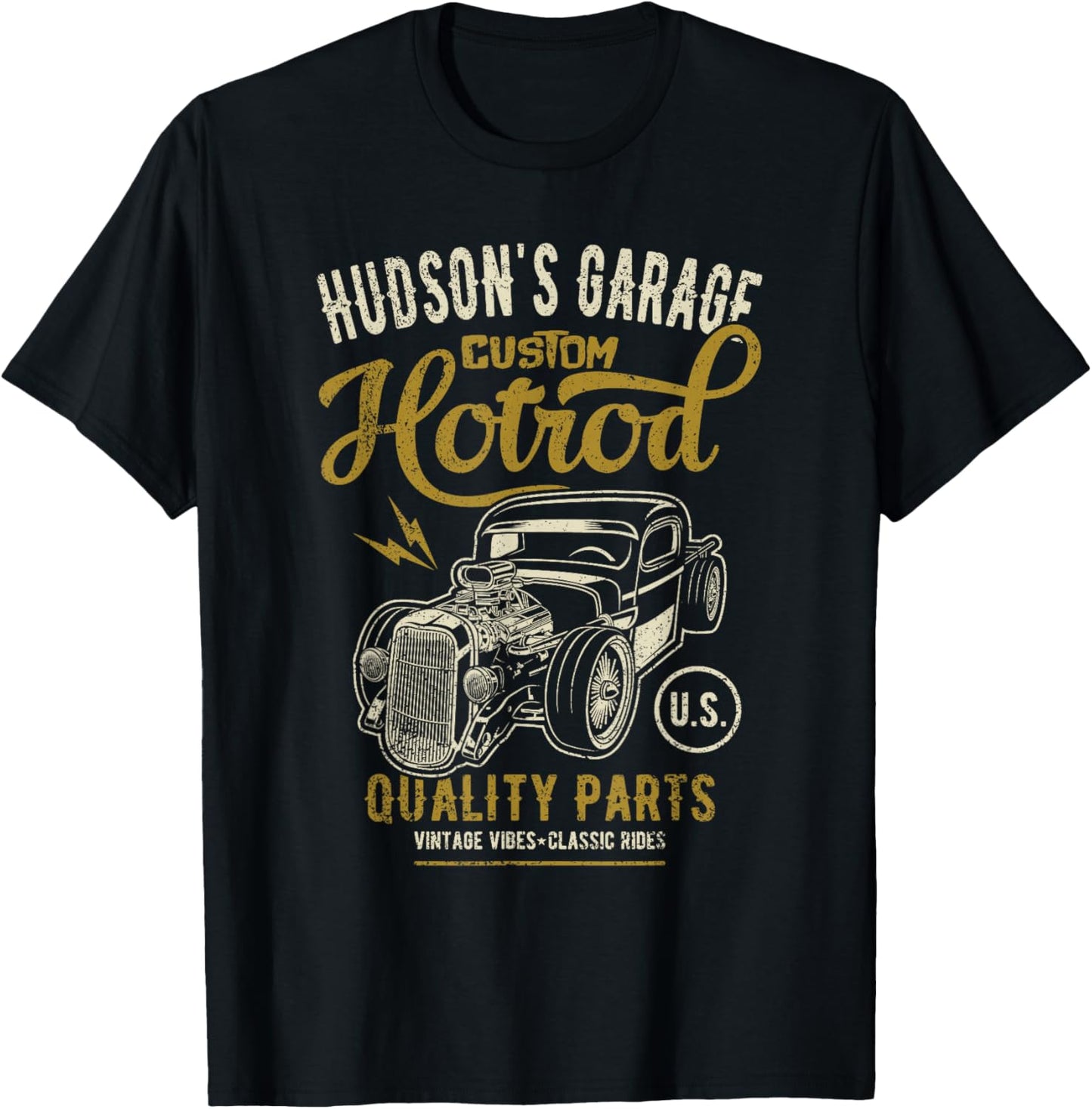 Hudson's Hotrod Garage Classic Car Hudson Design T-Shirt - T-Shirt | Black