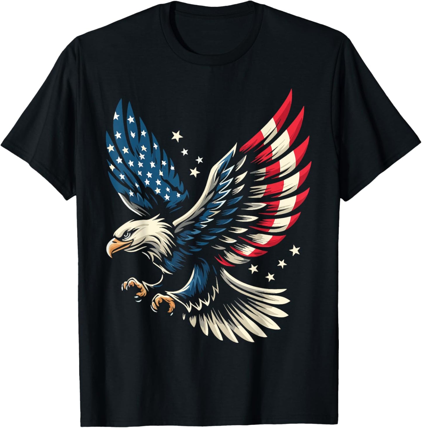Bald Eagle Patriotic American Flag 4th of July T-Shirt - T-Shirt | Black