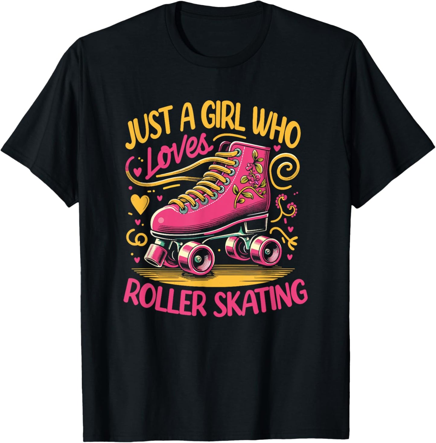 Just A Girl Who Loves Roller Skating T-Shirt - T-Shirt | Black