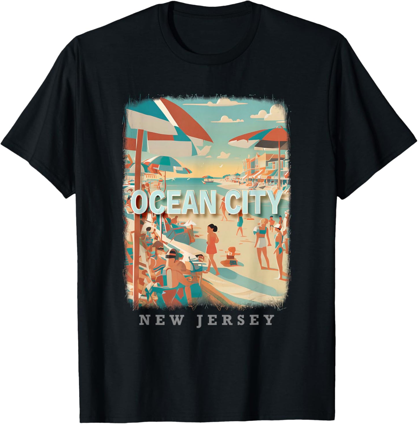 Ocean City New Jersey NJ Boardwalk Bliss SD105 T-Shirt - T-Shirt | Black