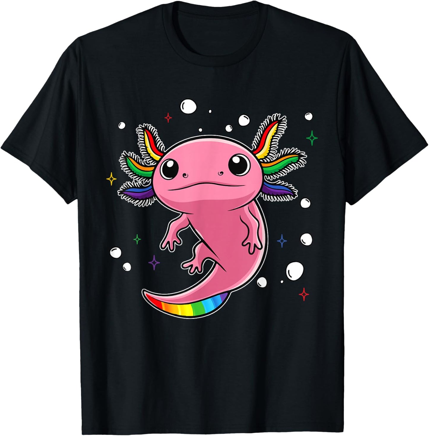 Cute Ally Axolotl Be Kind Gay Rainbow LGBTQ Flag Gay Pride T-Shirt - T-Shirt | Black