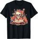 Book Reading Skull Skeleton Flowers Floral Bookish Butterfly T-Shirt - T-Shirt | Black