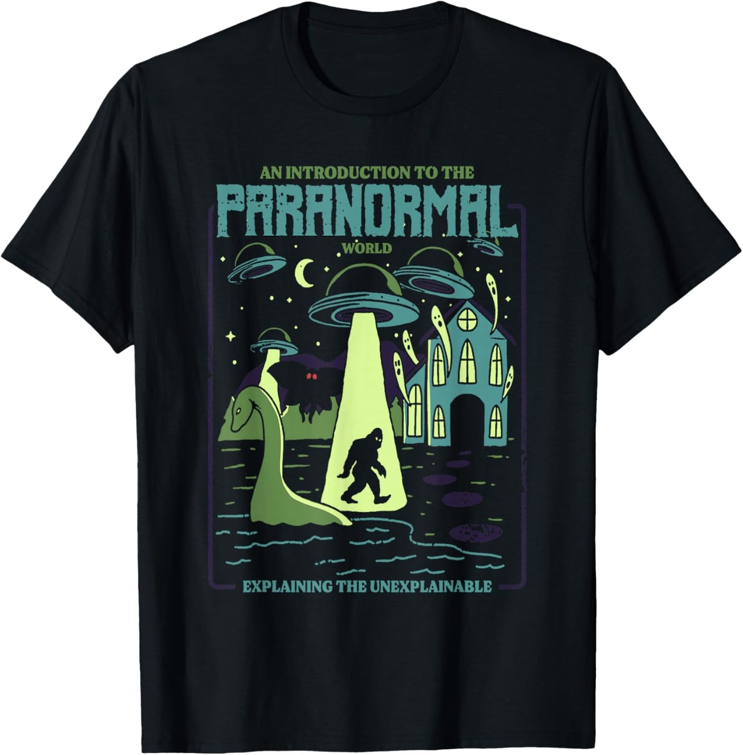 Cryptids Shirt UFO Alien Bigfoot Mothman Loch Ness Monster T-Shirt - T-Shirt | Black