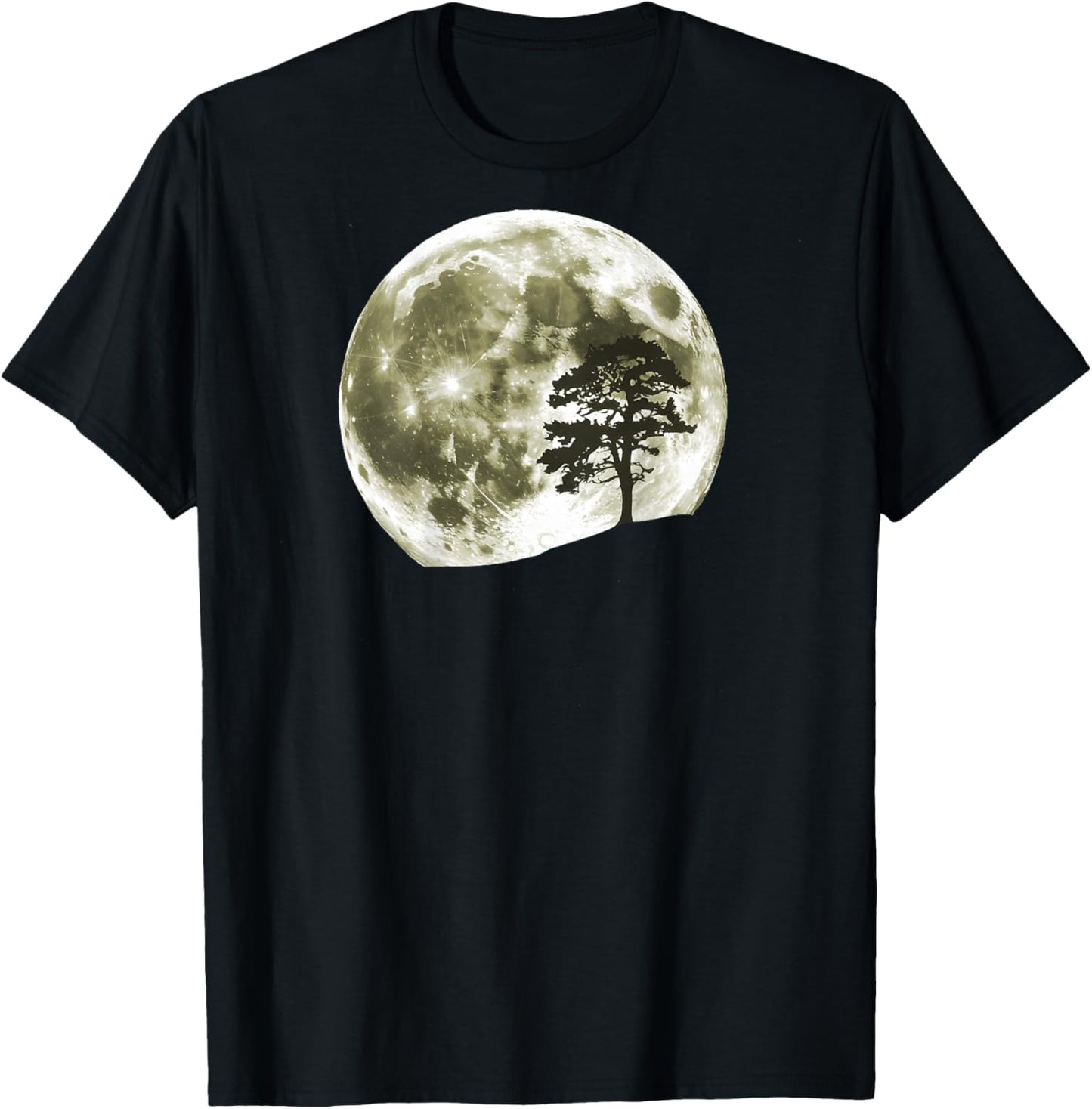 On Back Trees Nature Mountains Full Moon Adventure Wildlife T-Shirt - T-Shirt | Black