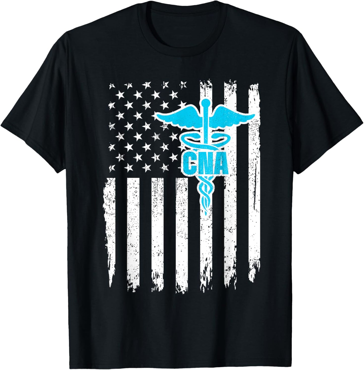 CNA USA Flag Certified Nursing Assistant Men T-Shirt - T-Shirt | Black