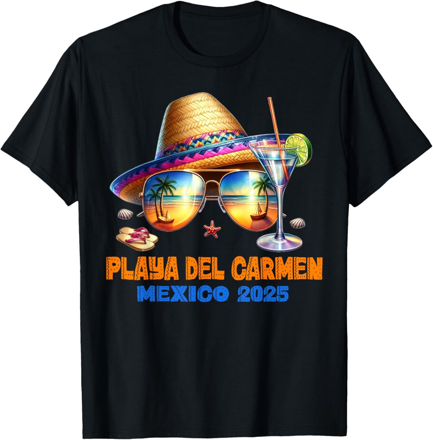 Playa del Carmen Mexico 2025 Vacation Matching Family Group T-Shirt - T-Shirt | Black
