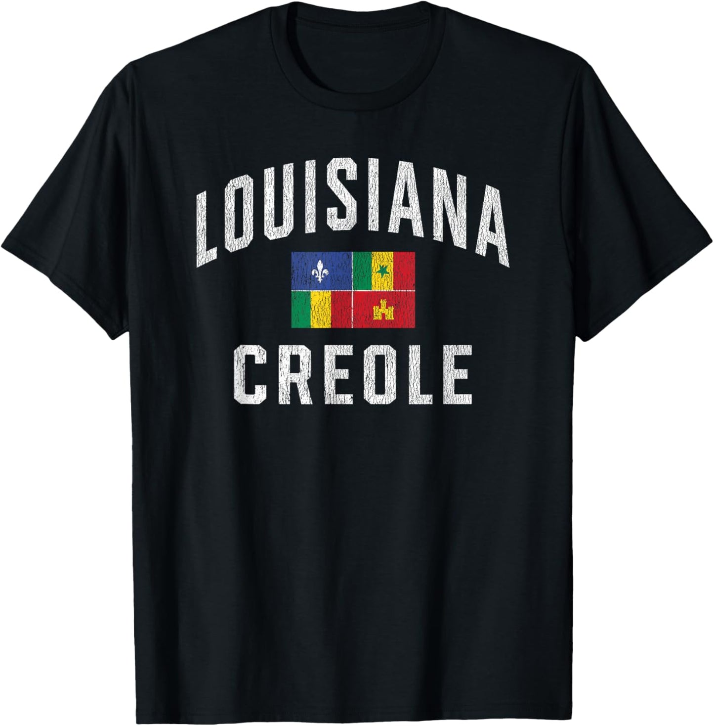 Louisiana Creole Flag Vintage T-Shirt - T-Shirt | Black