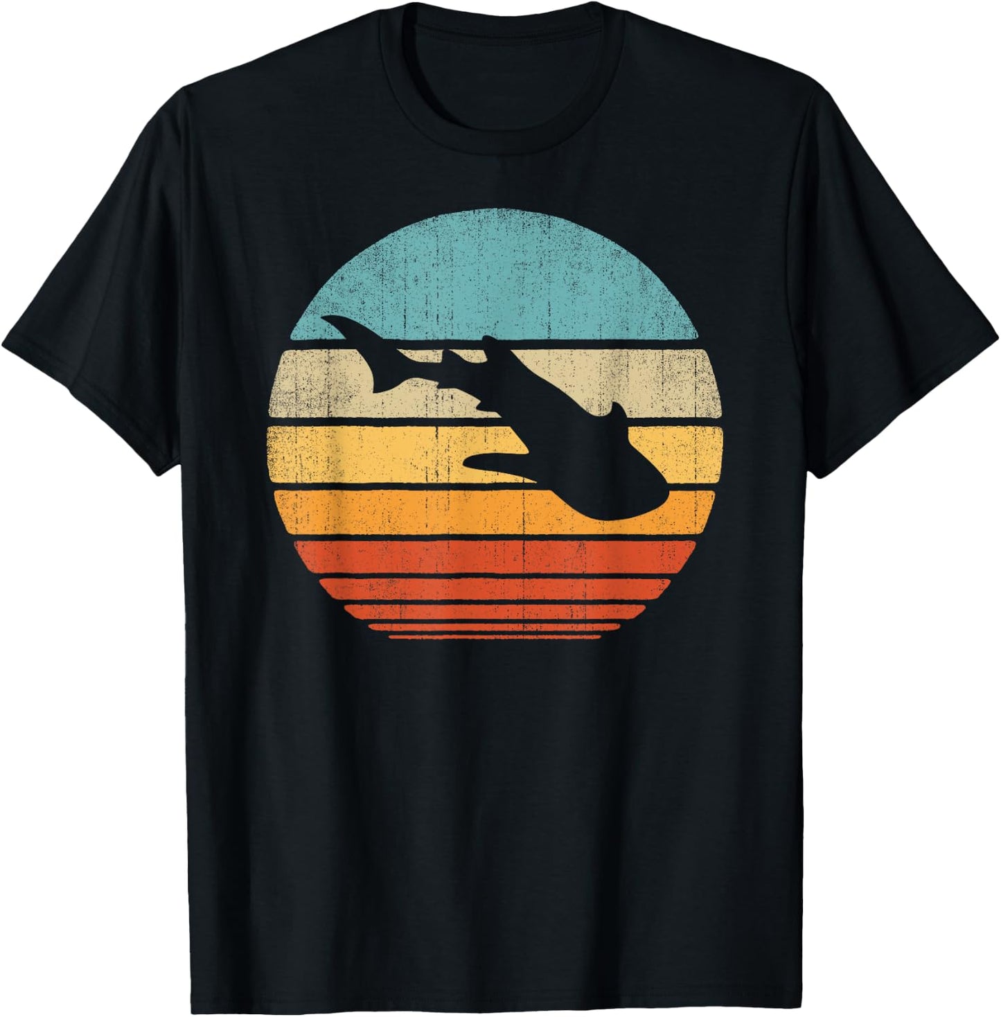 Whale Shark Retro Vintage 60s 70s Sunset Sea Animal Lovers T-Shirt - T-Shirt | Black