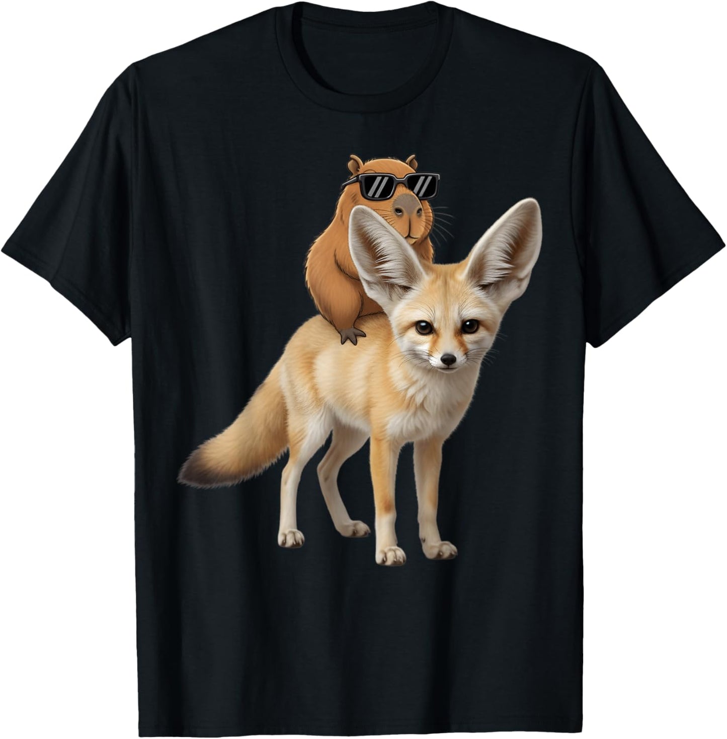 Capybara Fox Lover Funny Graphic Boys Girls Kids T-Shirt - T-Shirt | Black
