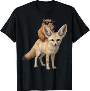 Capybara Fox Lover Funny Graphic Boys Girls Kids T-Shirt - T-Shirt | Black