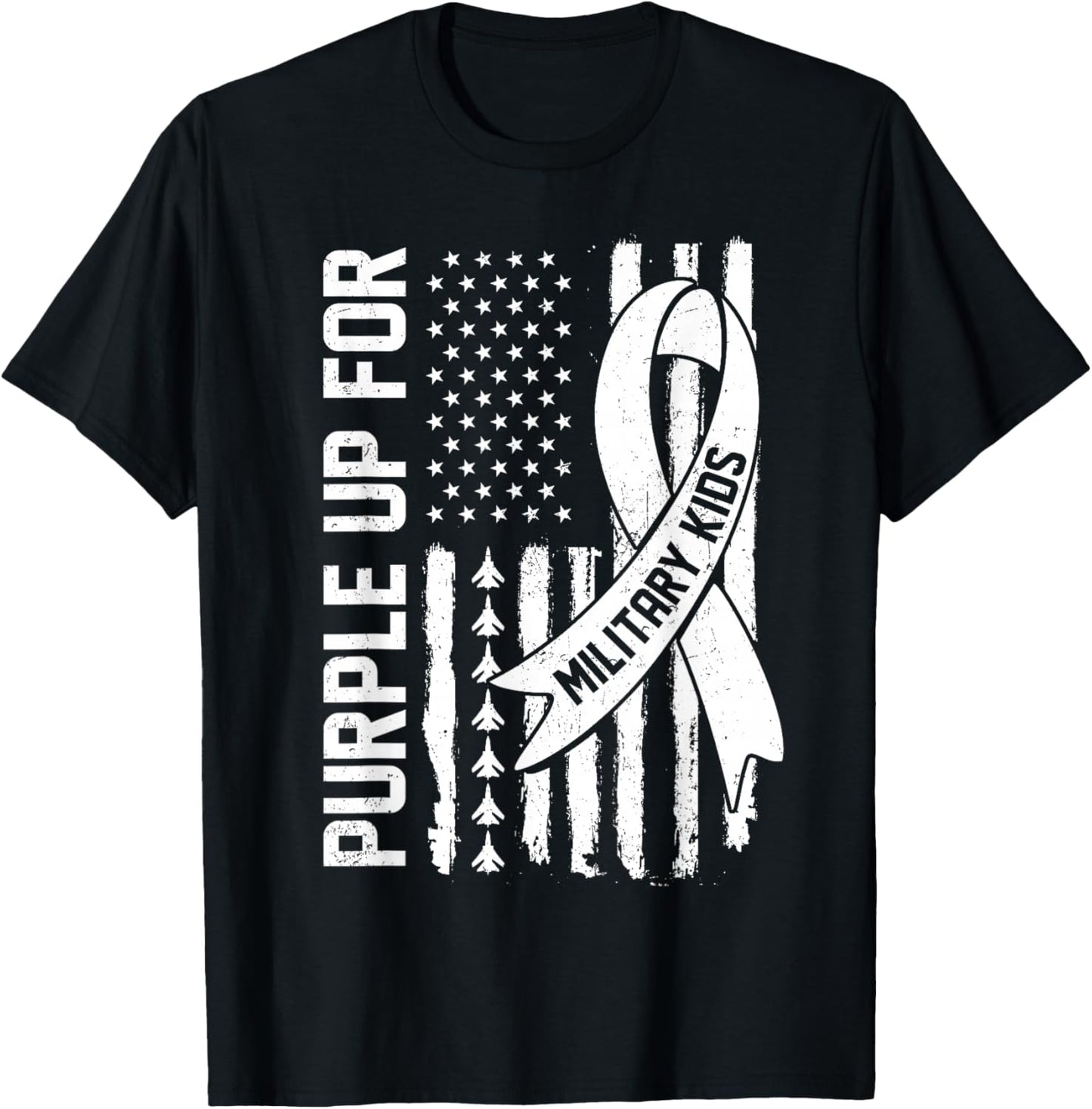 Purple Up For Military Kids Military Child Month Boys Girls T-Shirt - T-Shirt | Black