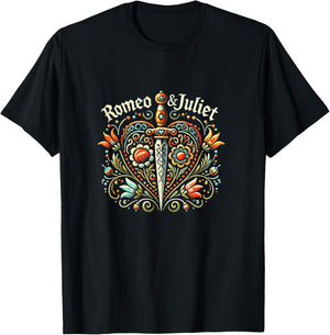 Stage Notes Romeo & Juliet Love Heart Theatre Musicals T-Shirt - T-Shirt | Black