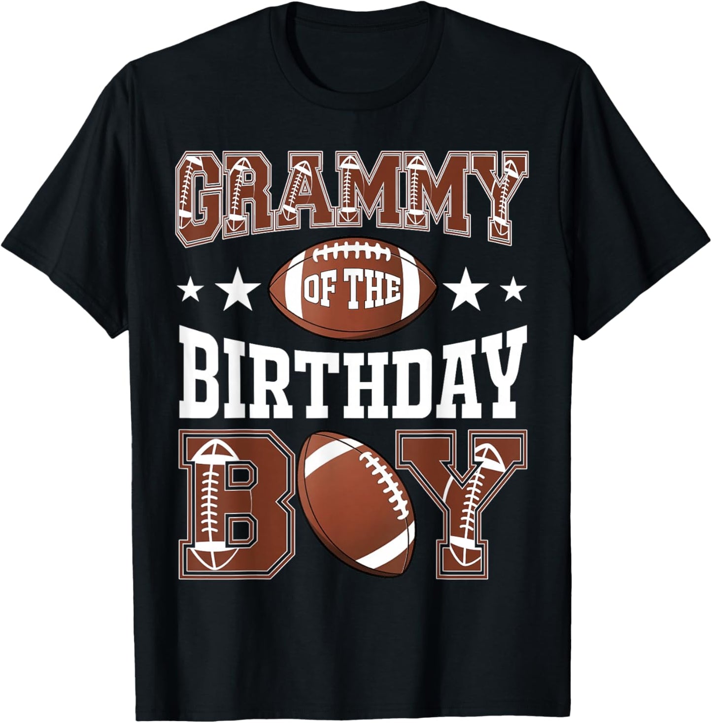Grammy Of The Birthday Boy Football Game Day T-Shirt - T-Shirt | Black