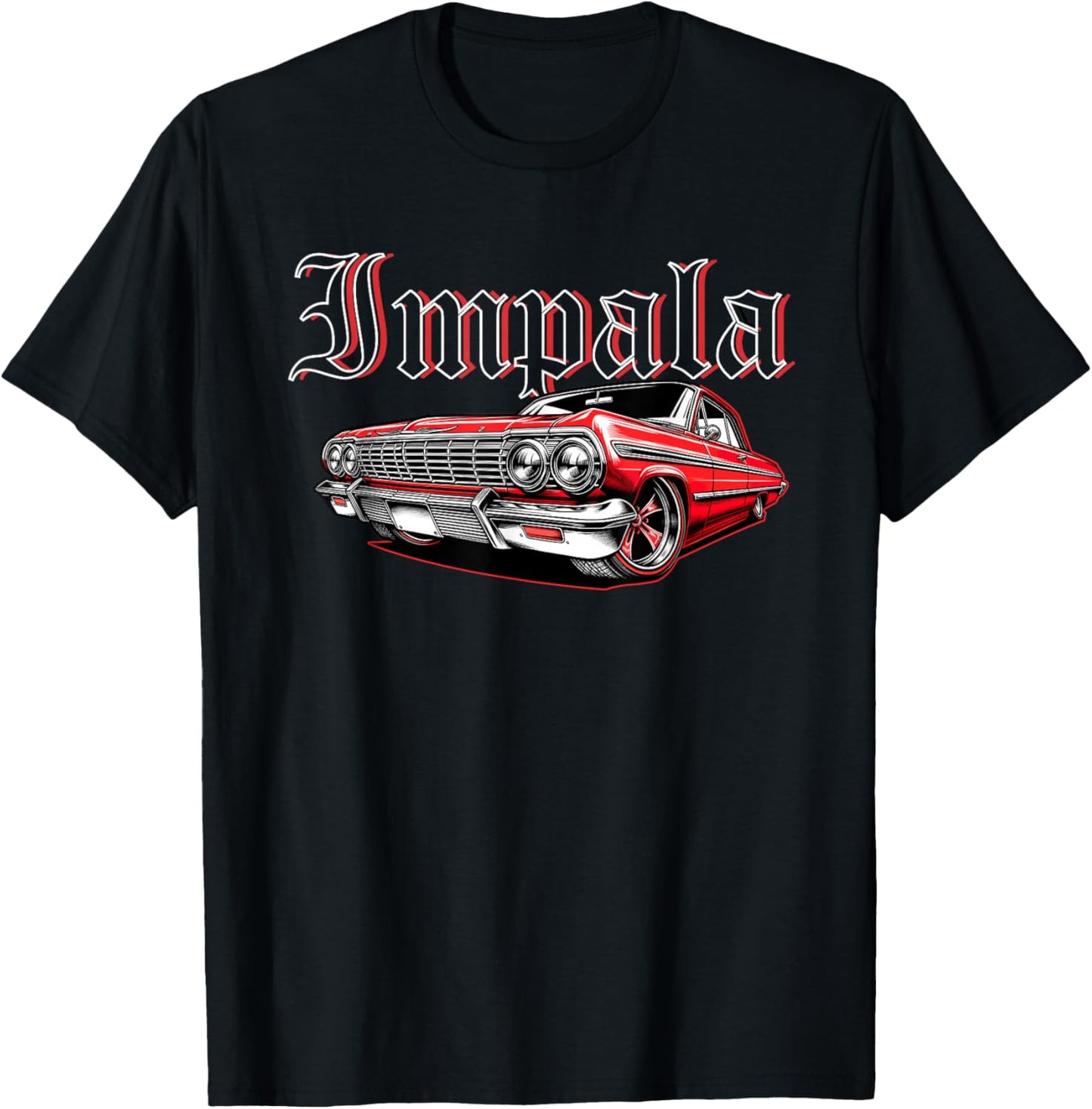Old School Impala Muscle Car Hot Rod Vintage Classic Car T-Shirt - T-Shirt | Black