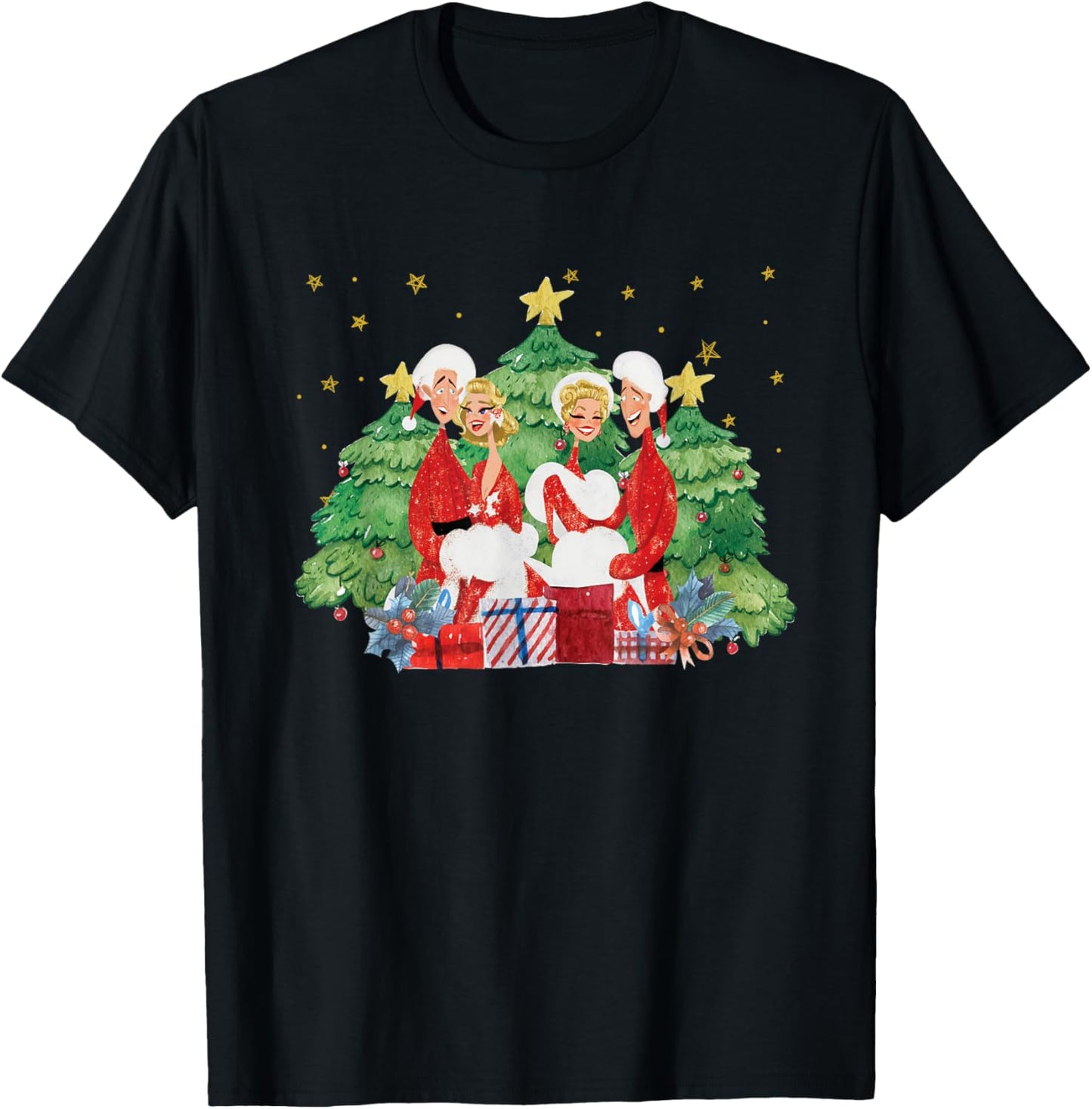 Vintage Retro Christmas Holiday White Movie 1954 80s Song T-Shirt - T-Shirt | Black