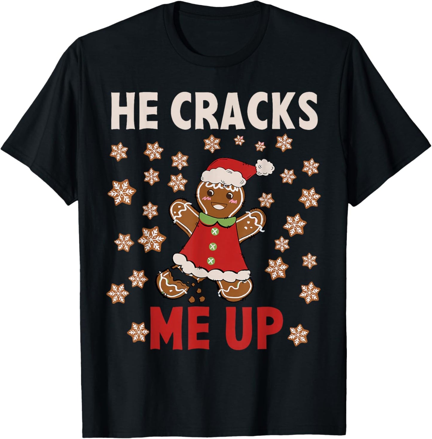 He Cracks Me Up Funny Matching Christmas Pajama Couples T-Shirt - T-Shirt | Black