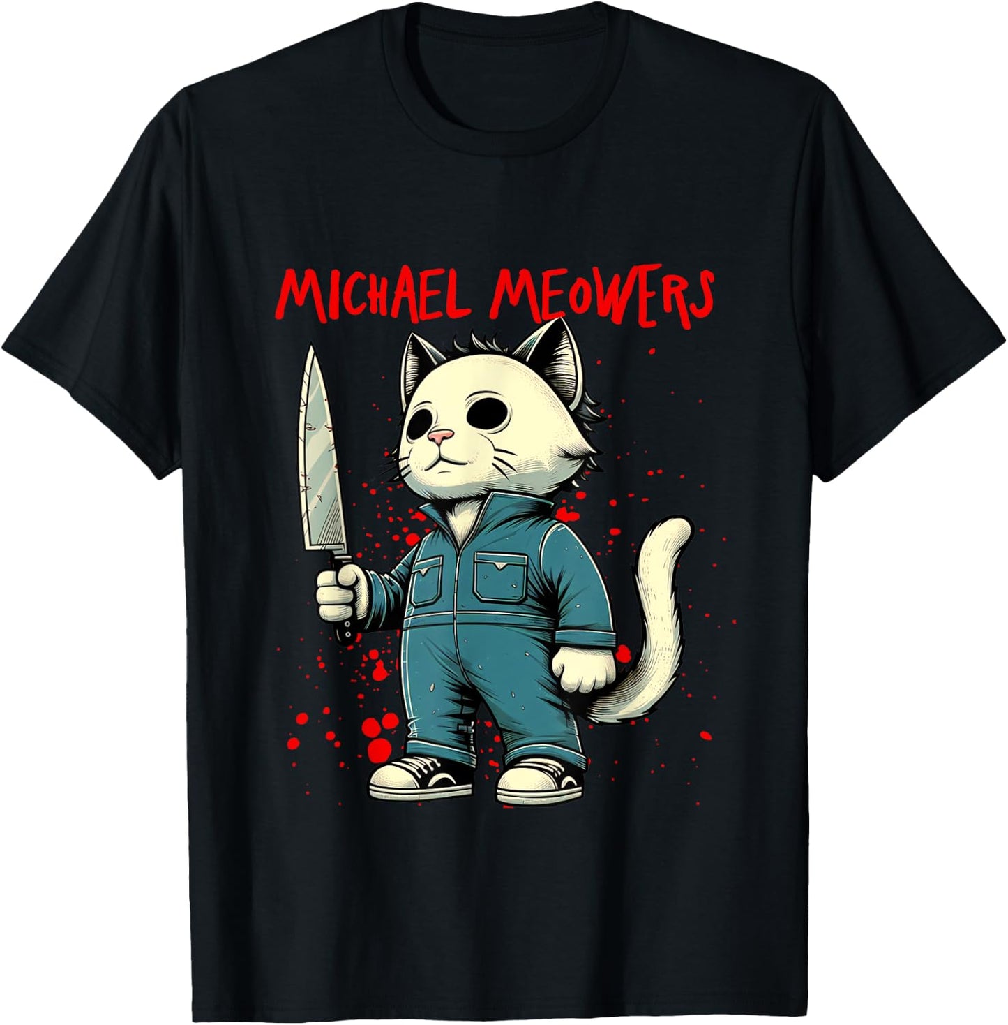 Funny Cat Horror Movies Cute Halloween for Cat Kitty Lovers T-Shirt - T-Shirt | Black