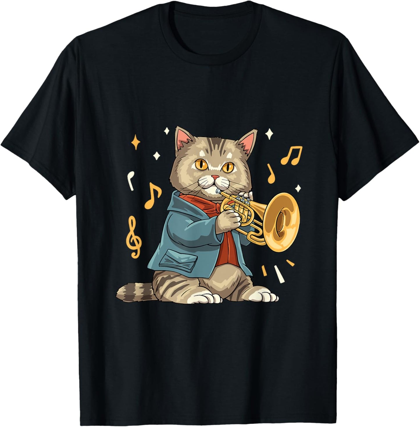 Mellophonist Musical Instrument Mellophone Player Cat T-Shirt - T-Shirt | Black