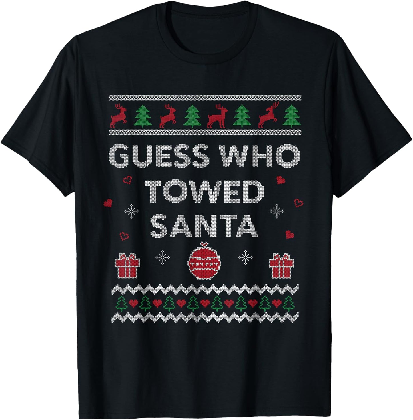 Tow Truck Driver Christmas Funny Xmas Design T-Shirt - T-Shirt | Black