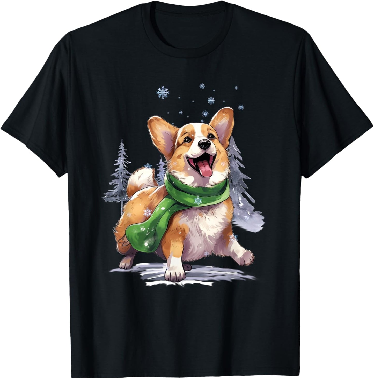 Corgi Dog Christmas Snow Winter Vibes Women Kids T-Shirt - T-Shirt | Black