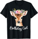 Fawn Baby Deer with Flowers Moms Women Youth Birthday Girl T-Shirt - T-Shirt | Black