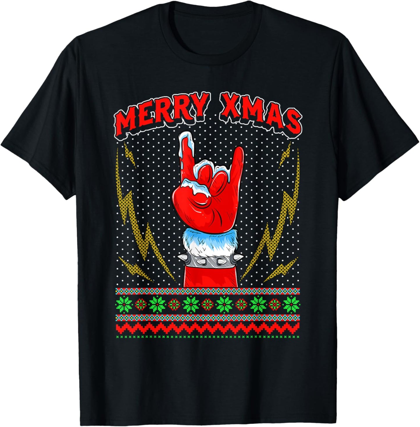 Heavy Metal and Rock Ugly Christmas Sweater Gift T-Shirt - T-Shirt | Black