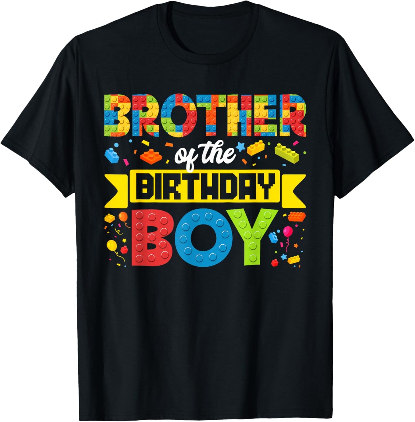 Brother Of The Birthday Boy Master Builder Building Blocks T-Shirt - T-Shirt | Black