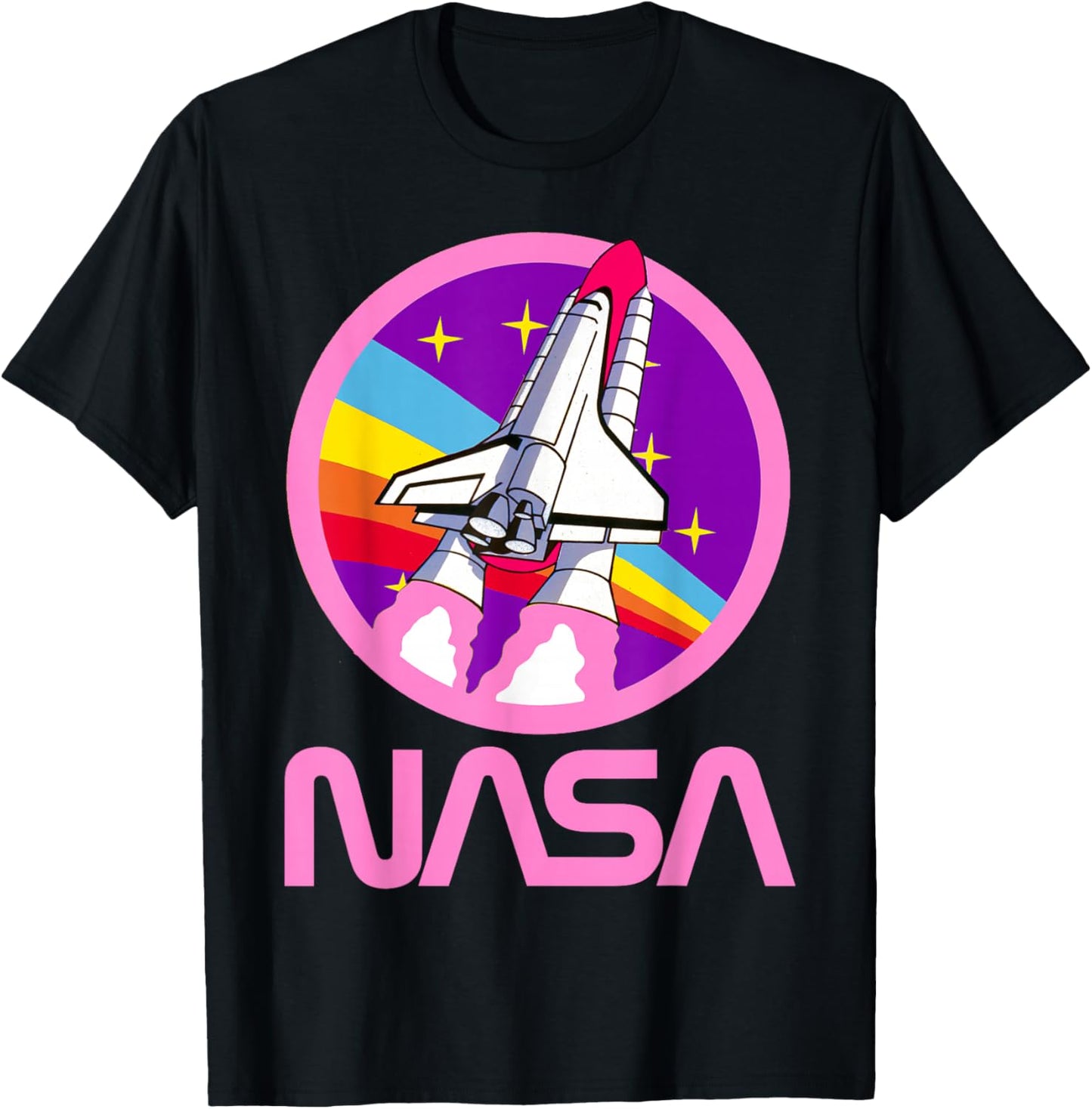 Nerdy NASA Rainbow Rocket Launch Girls Science Teacher T-Shirt - T-Shirt | Black