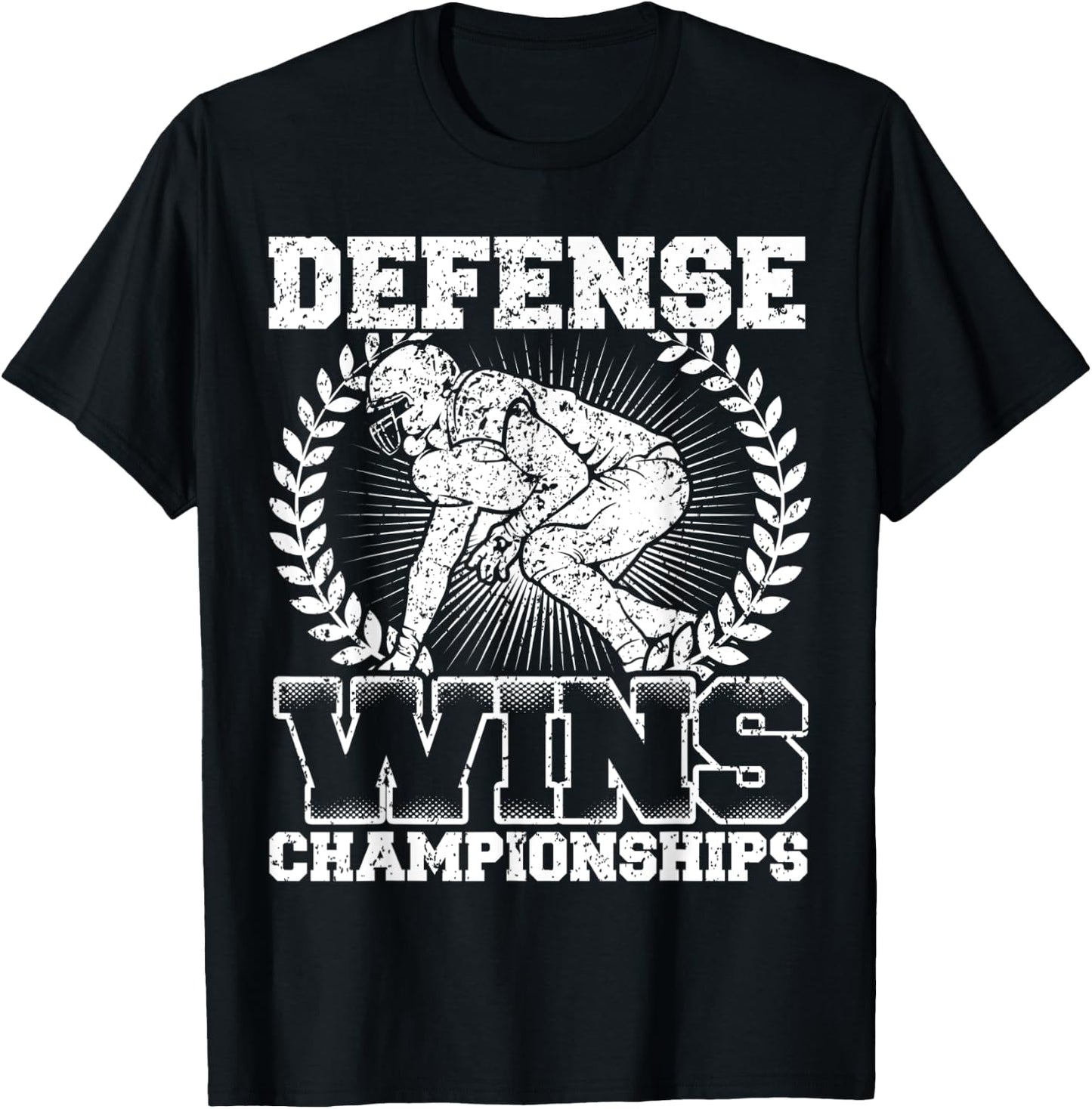 Defense wins Championships | Football Defence Lineman T-Shirt - T-Shirt | Black