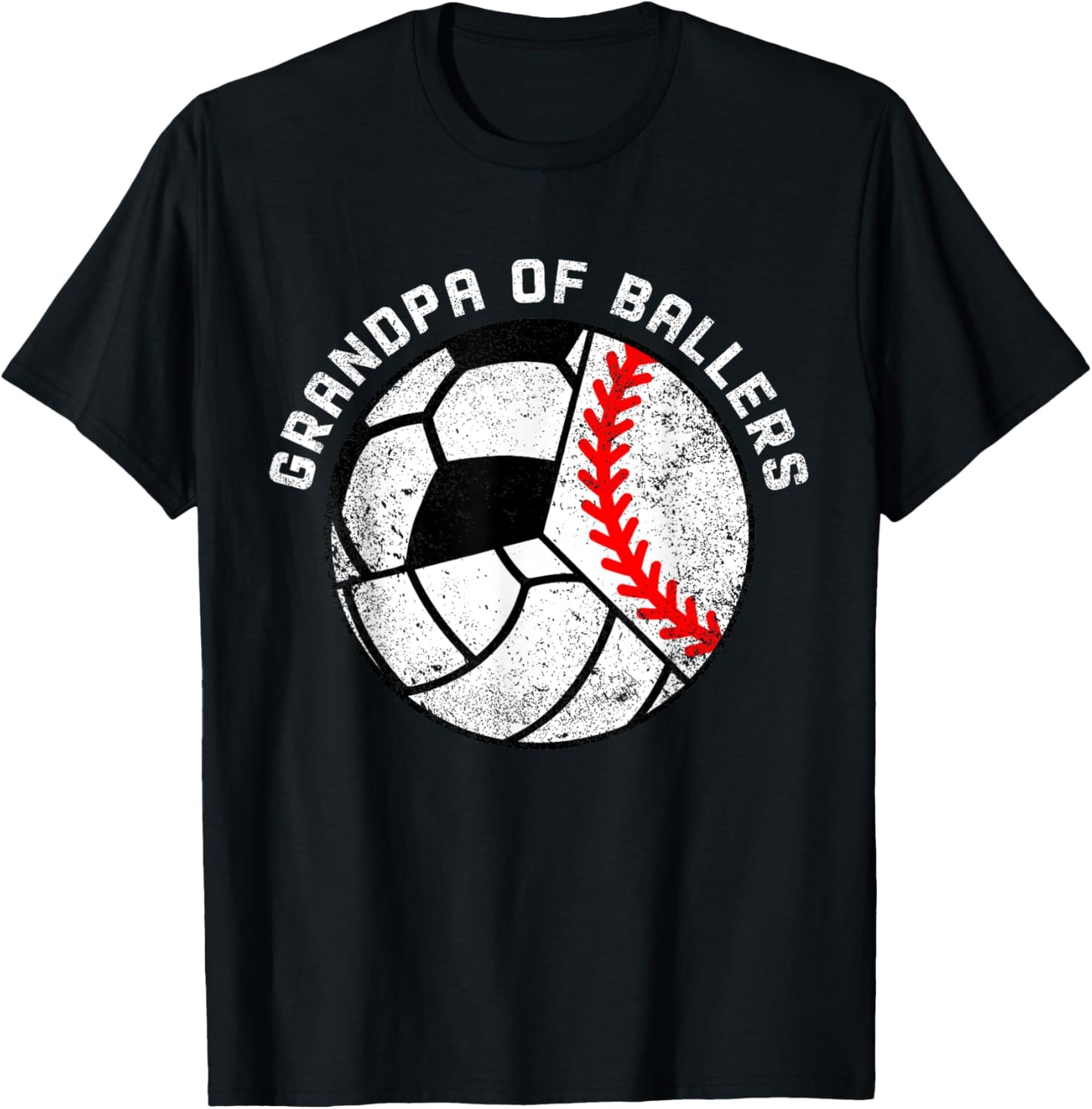 Grandpa Of Ballers Funny Baseball Volleyball Soccer Grandpa T-Shirt - T-Shirt | Black
