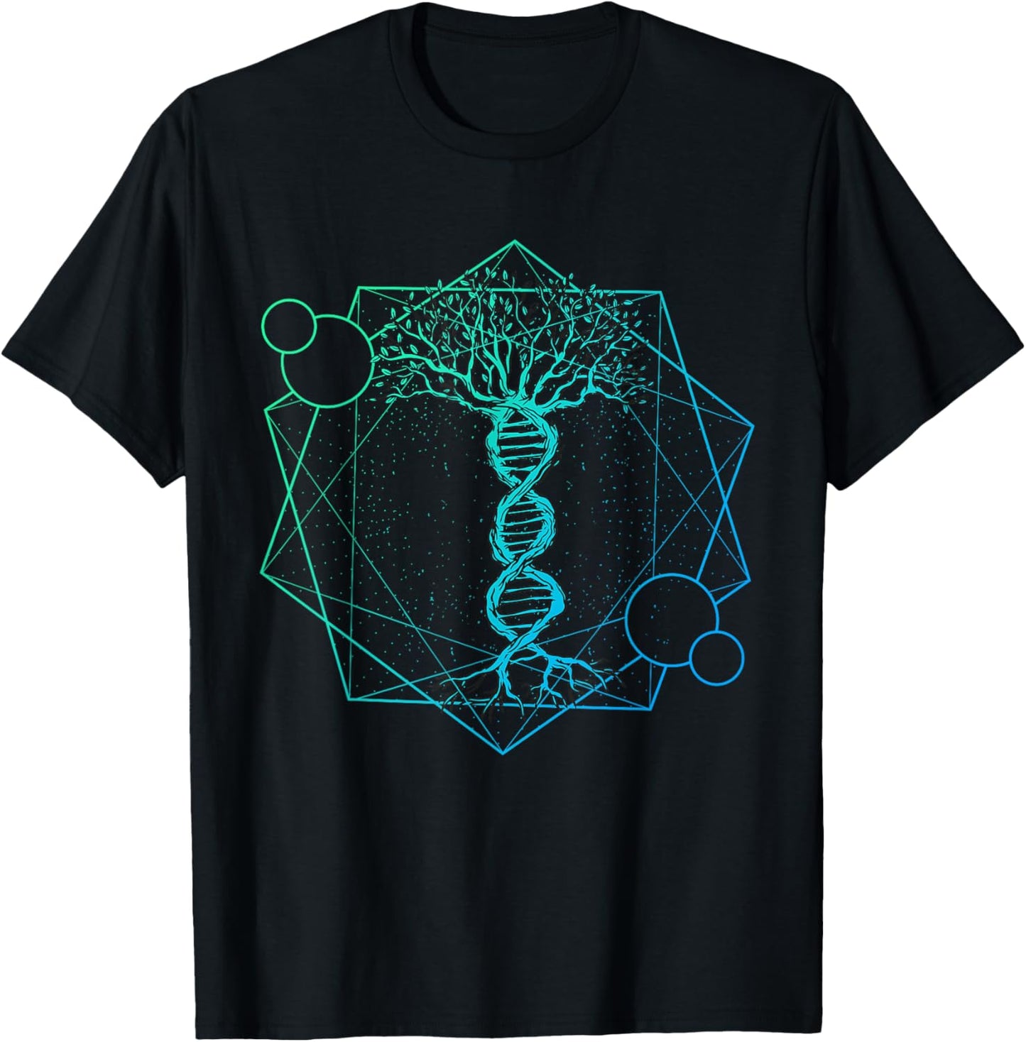 Geometric Triangle Tree Life DNA - Esoteric Geometry T-Shirt - T-Shirt | Black