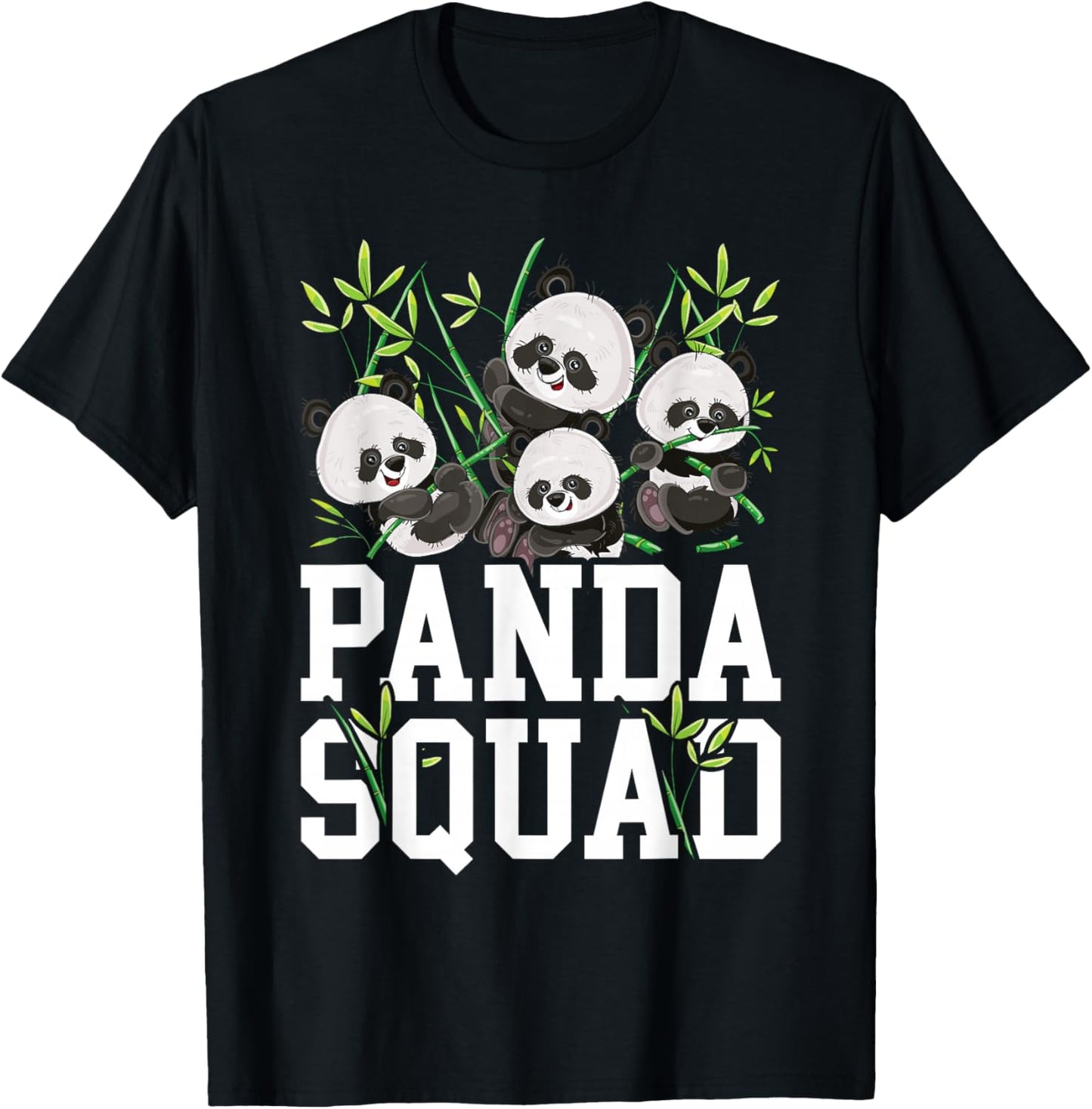 Cute Panda Family Graphic Panda Squad T-Shirt - T-Shirt | Black