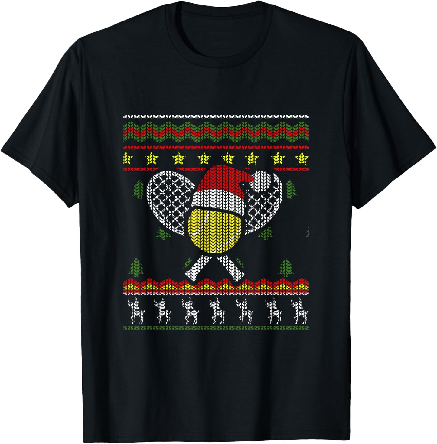 Funny Tennis Player Ugly Sweater Tennis Costume T-Shirt - T-Shirt | Black