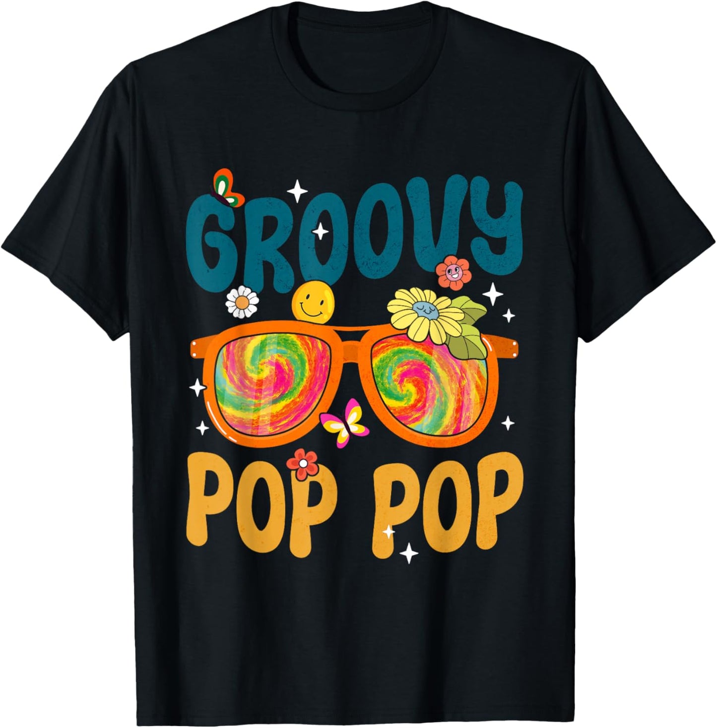 Retro Groovy Pop Pop Tie Dye Gifts For Father's Day Men T-Shirt - T-Shirt | Black