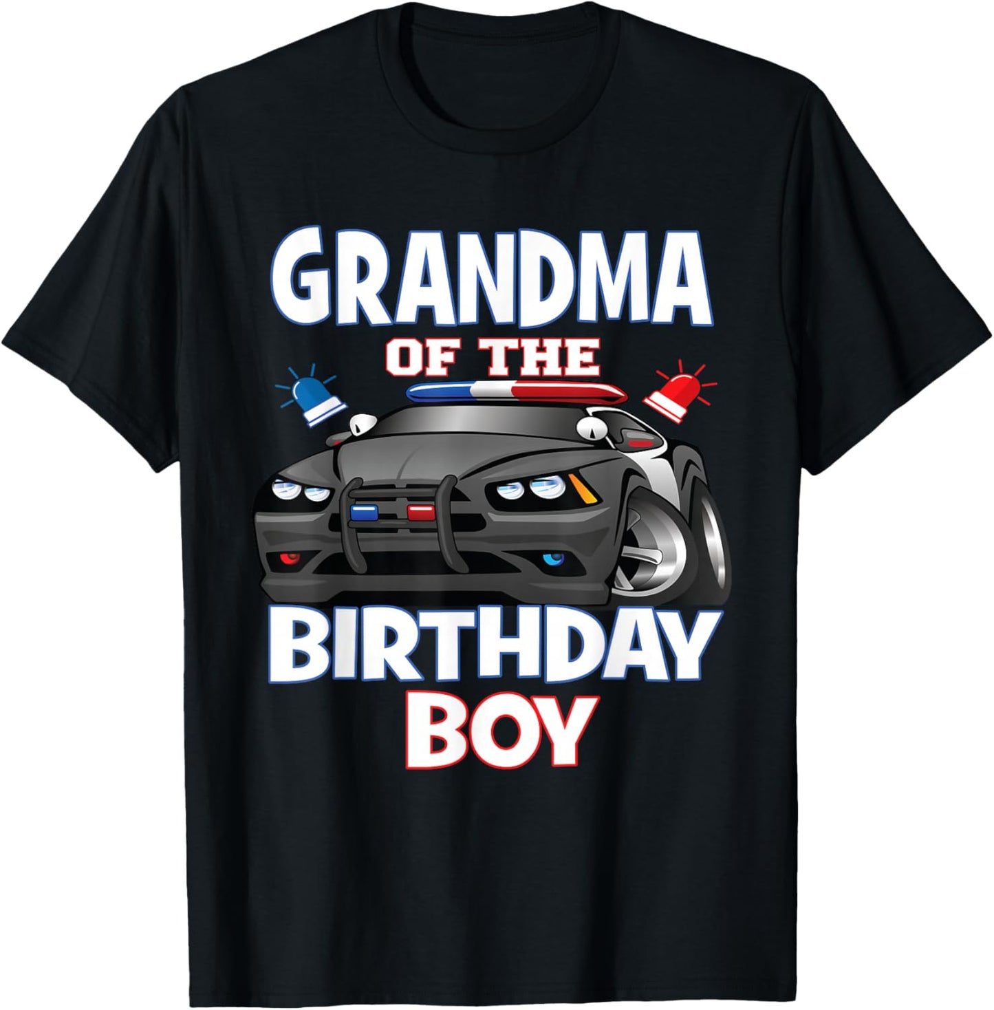 Grandma Of The Birthday Boy Policeman Officer Party T-Shirt - T-Shirt | Black