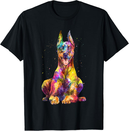 Doberman Art Women Dobie Doberman Pinscher Lover T-Shirt - T-Shirt | Black