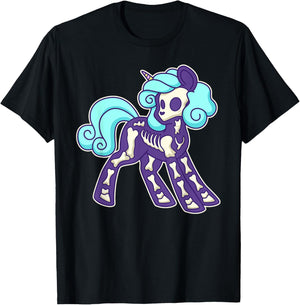 Pastel Goth Unicorn Skeleton T-Shirt - T-Shirt | Black