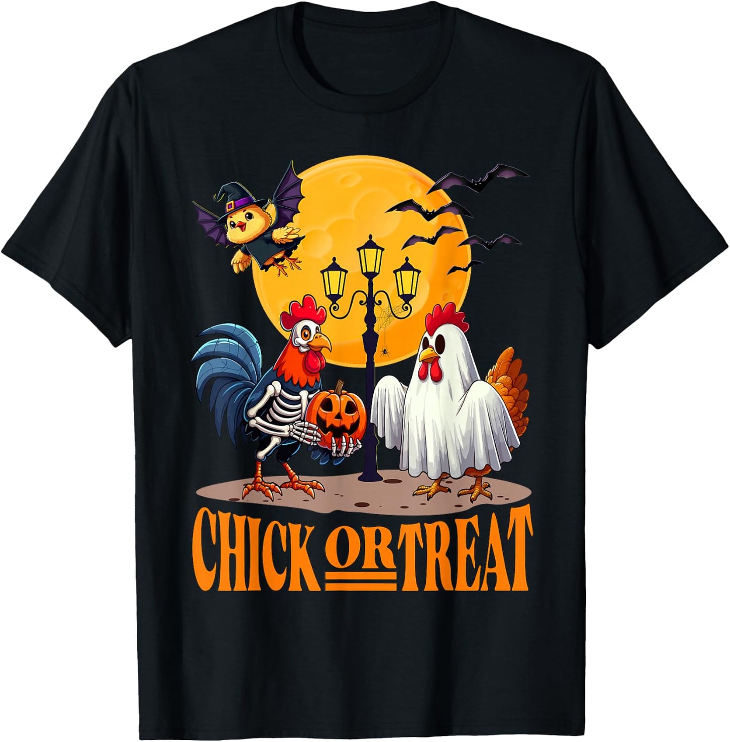 Skeleton Chicken Halloween Funny Spooky chicken Lovers T-Shirt - T-Shirt | Black