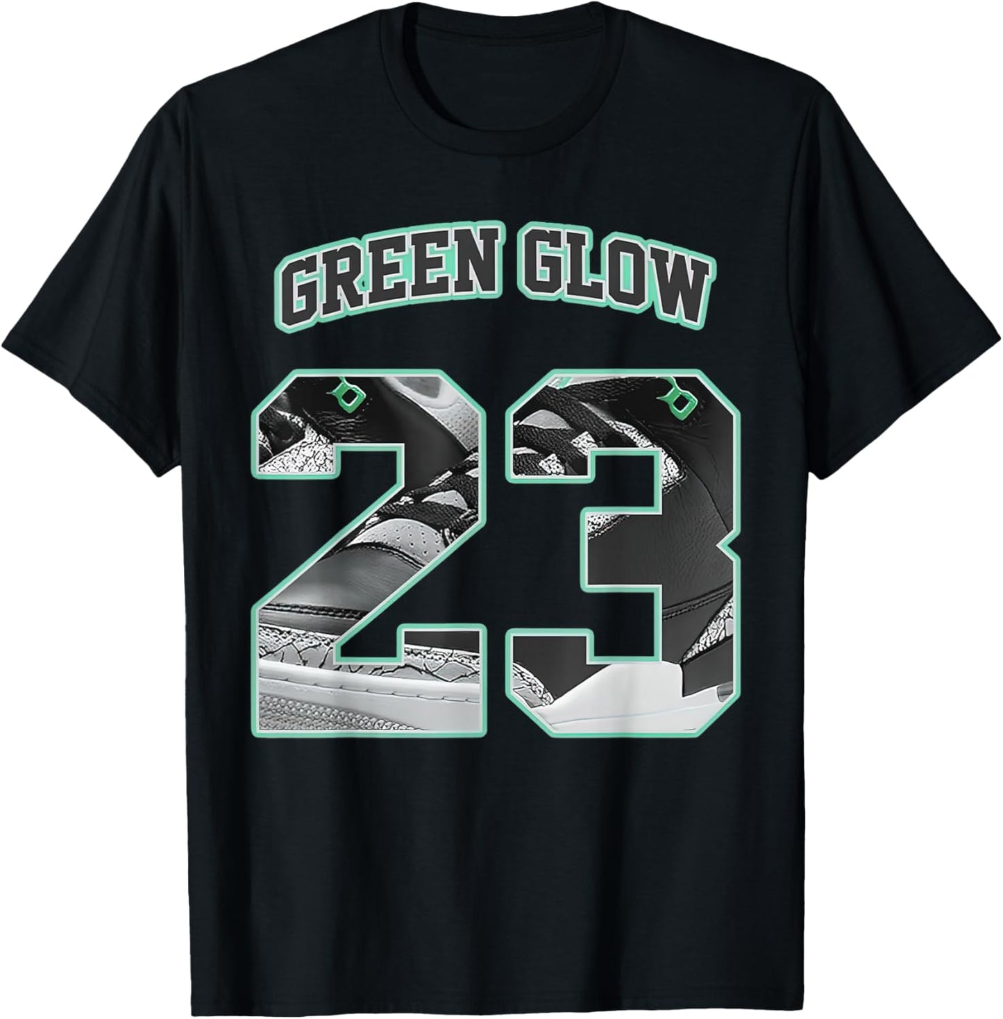 Number 23 Black Green Glow 3s Matching Women T-Shirt - T-Shirt | Black